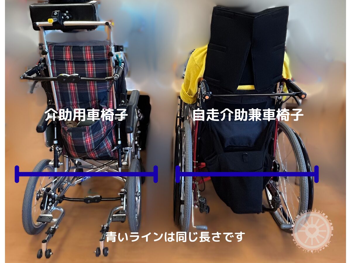 介助式車椅子と自走介助兼用車椅子の幅比較