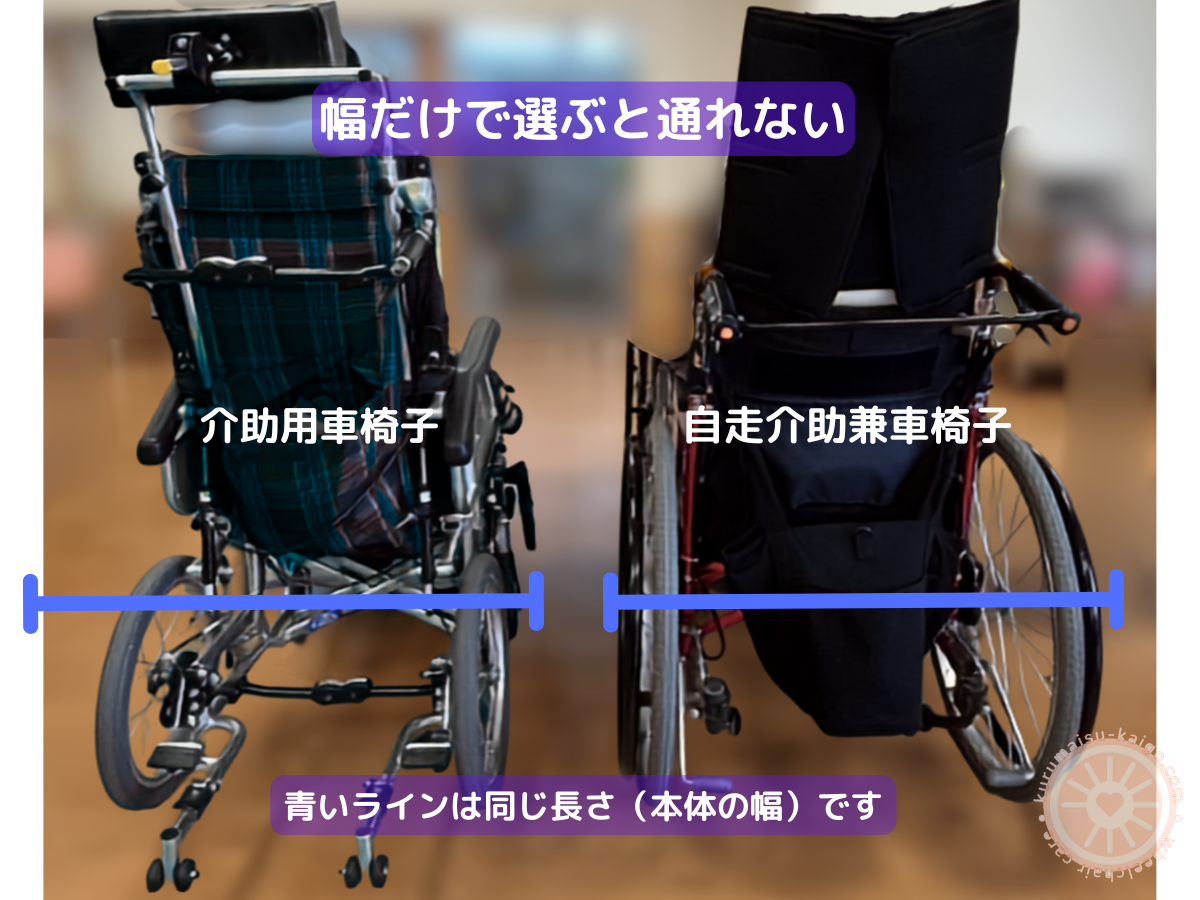 介助式車椅子と自走介助兼用車椅子の幅比較