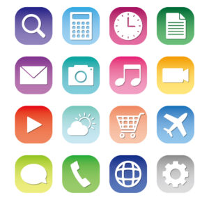 メールや電話などスマホの機能を表すアイコンセット