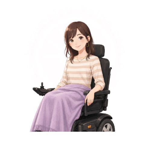 電動車椅子に座るみかみのプロフィールイラスト